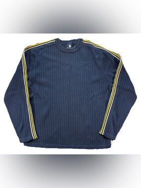 Vintage Transnine Y2K Arm Stripe Sweater Men's Large Blue Skater Grunge Ribbed